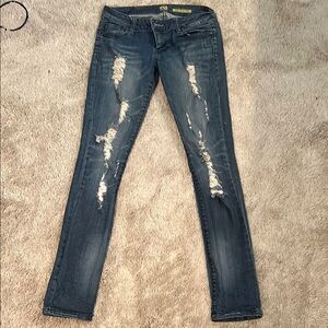 Flying Monkey Blue Skinny Jeans Distressed Design